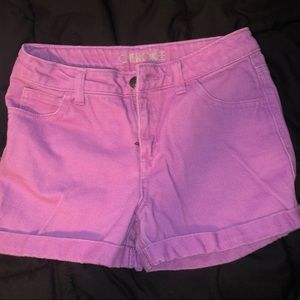 purple jean shorts
